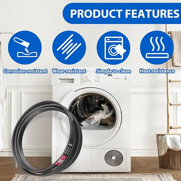 7PH2012 Courroie de Sèche-linge, Largeur 11,2 mm, Accessoires de Sèche-linge/Machine à Laver, Courroie Accessoire, pour Maison Hôtel Noir - 3