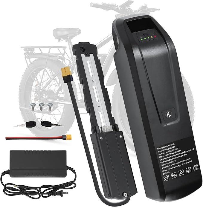 Replacement Battery for Ebike 48V, 10.4Ah/ 15.6Ah/ 20Ah Lithium Pack with BMS for 0-1800W Motor, Indicator Light, Safe Lock, USB Port, XT60 Plug (48V10.4AH-5PIN)