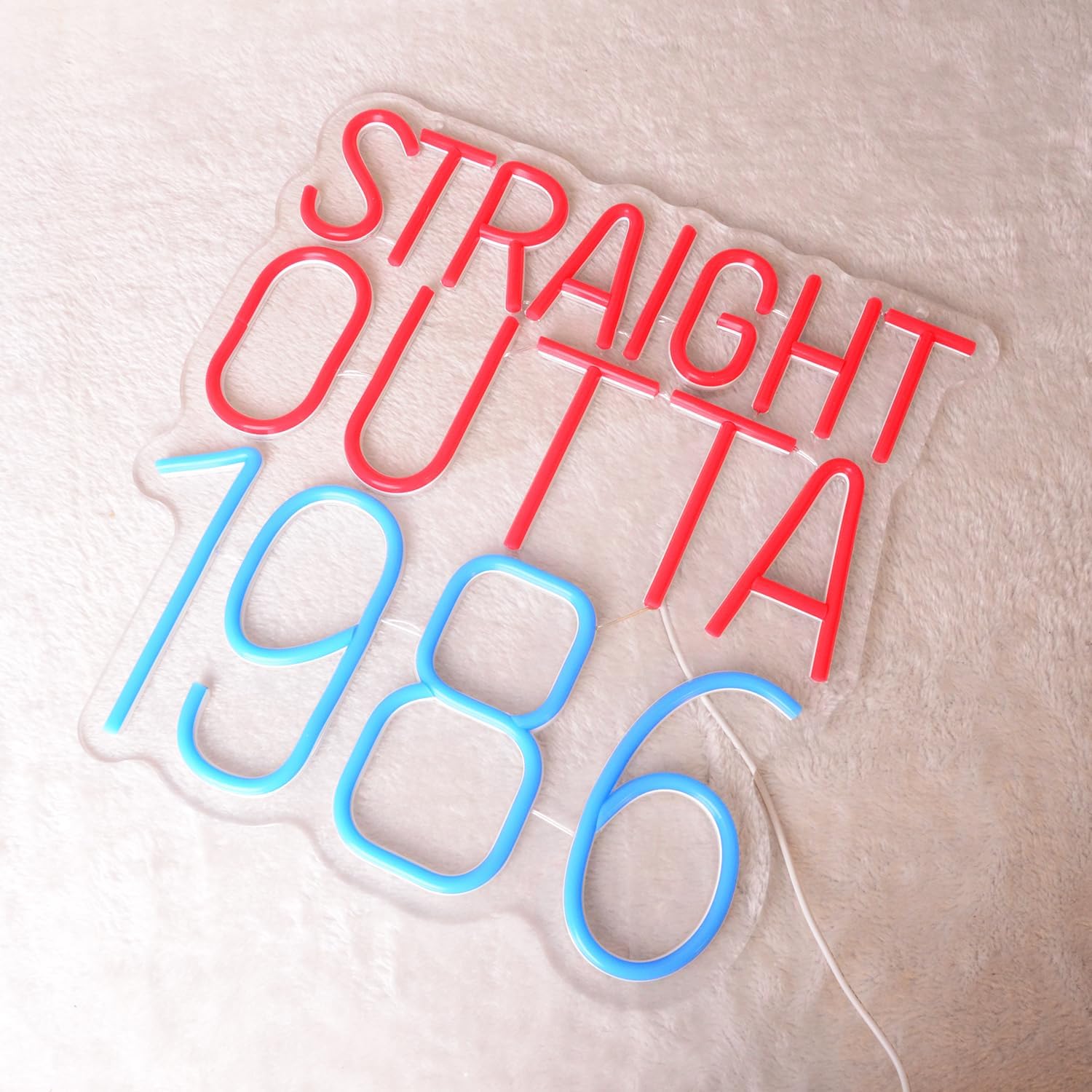 Straight Outta 1986 Neon Light Sign Celebrate 50th Men and Women Birthday Party Happy Fifty Years Old Birthday LED Sign Best Age 50 and Fabulous for Bedroom Home workroom Man cave Party Wall Decor