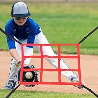 Vista 5 de POPETPOP Baseball and Softball Practice Net 2pcs Set Adjustable Pitch Back Net with 1 White and 9 Red Target Holes for Pitching and Hitting Training