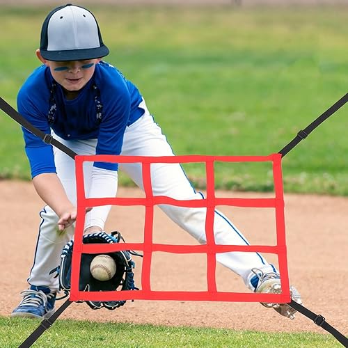 Miniatura 5 de POPETPOP Baseball and Softball Practice Net 2pcs Set Adjustable Pitch Back Net with 1 White and 9 Red Target Holes for Pitching and Hitting Training