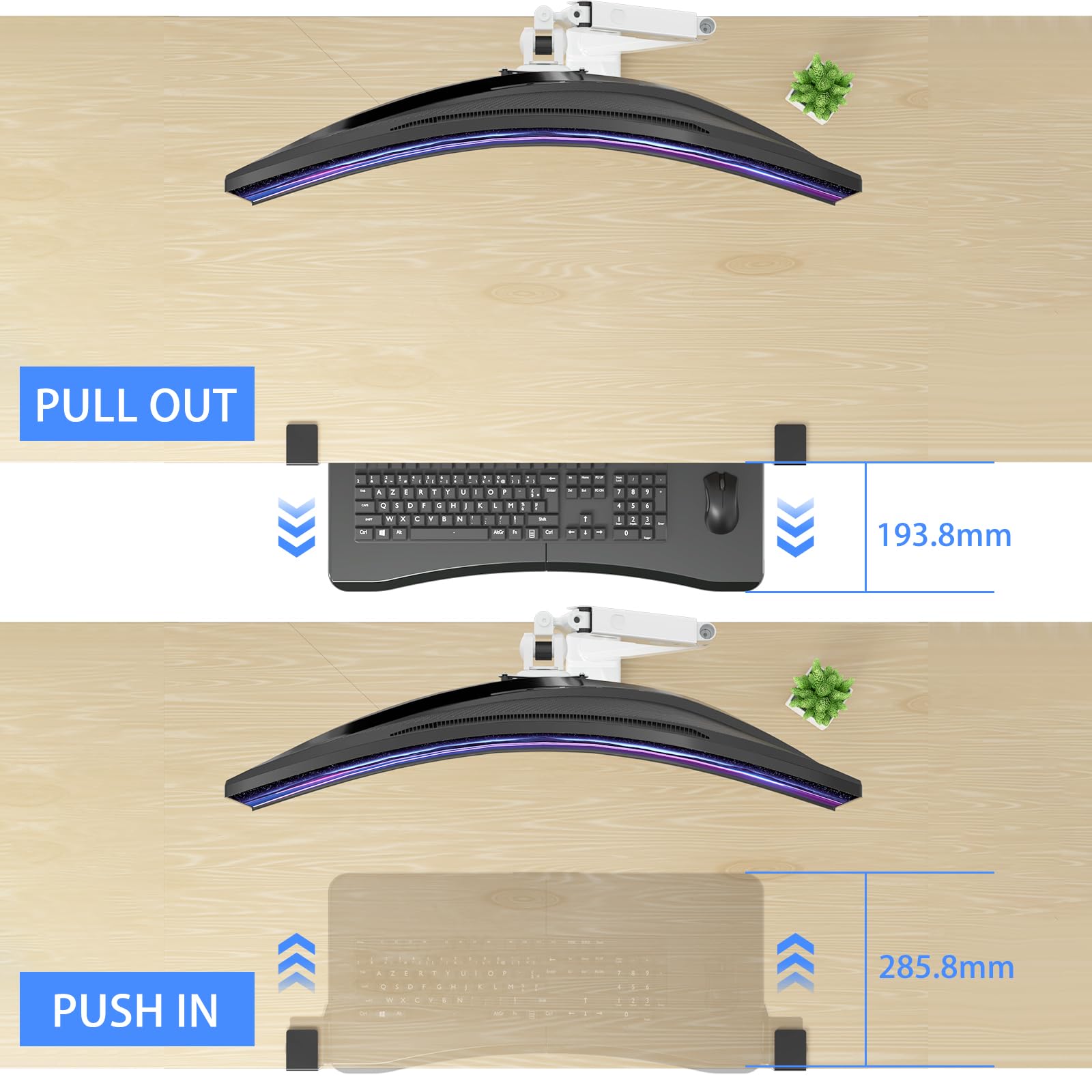 suptek Tastaturablage, Tastaturständer Unter dem Schreibtisch Ausziehbar mit Stabilem C Klemme, 650x 300mm Ausziehbare Plattform Computer Tastaturablage zum Tippen, Schwarz, DSF1