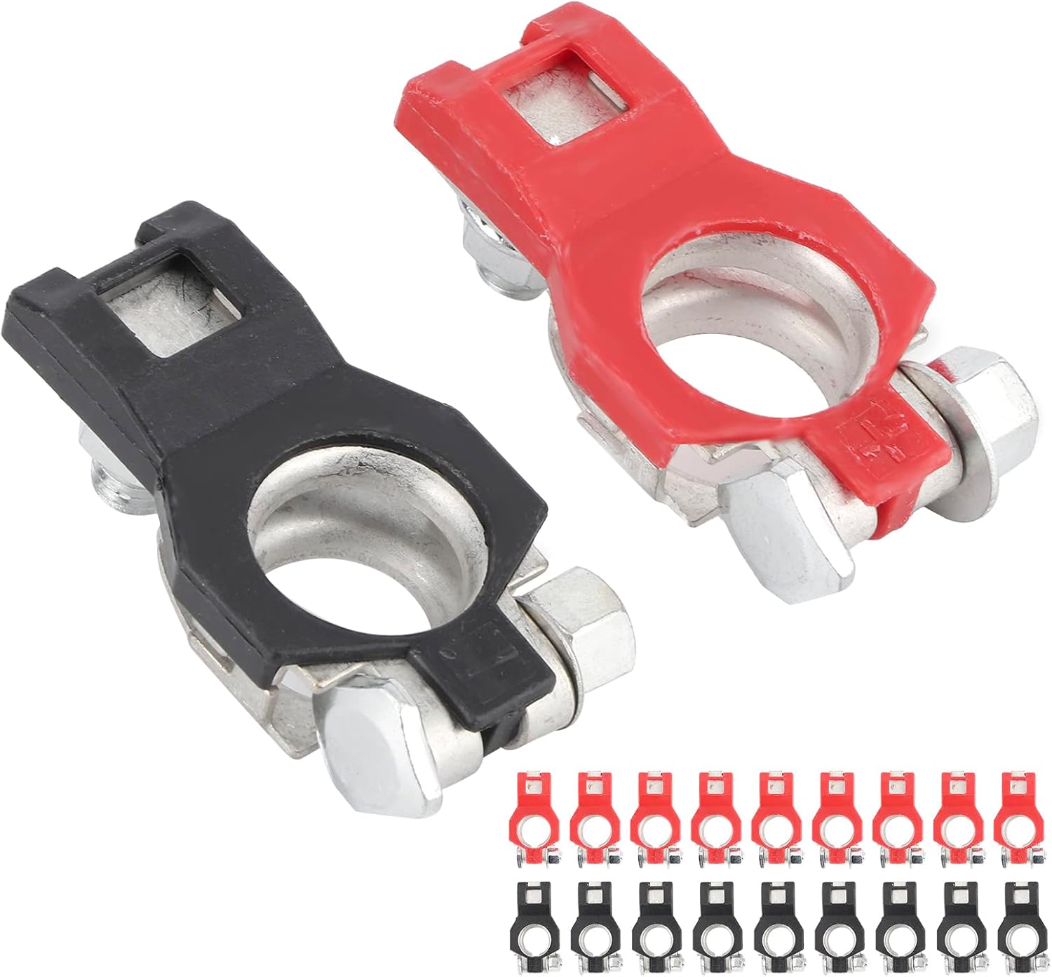 Qiilu Car Battery Terminal Connector, 10Pair Battery Cable Terminal Clamps Connectors Set Positive Negative