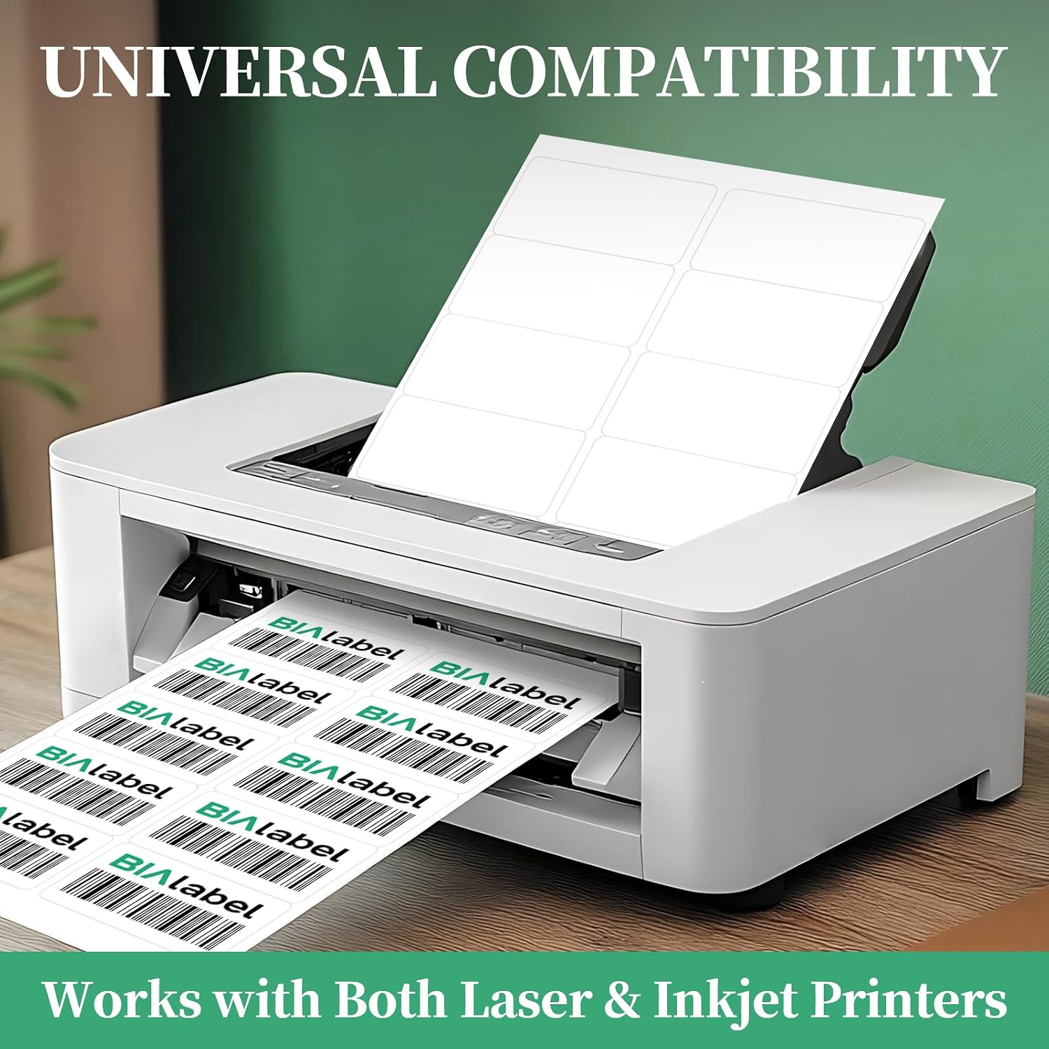 5000 Labels 10-Up 2" x 4'' Shipping Address Barcode Labels for Laser & Inkjet Printers, 500 Sheets, White, Permanent Adhesive, BIAlabel