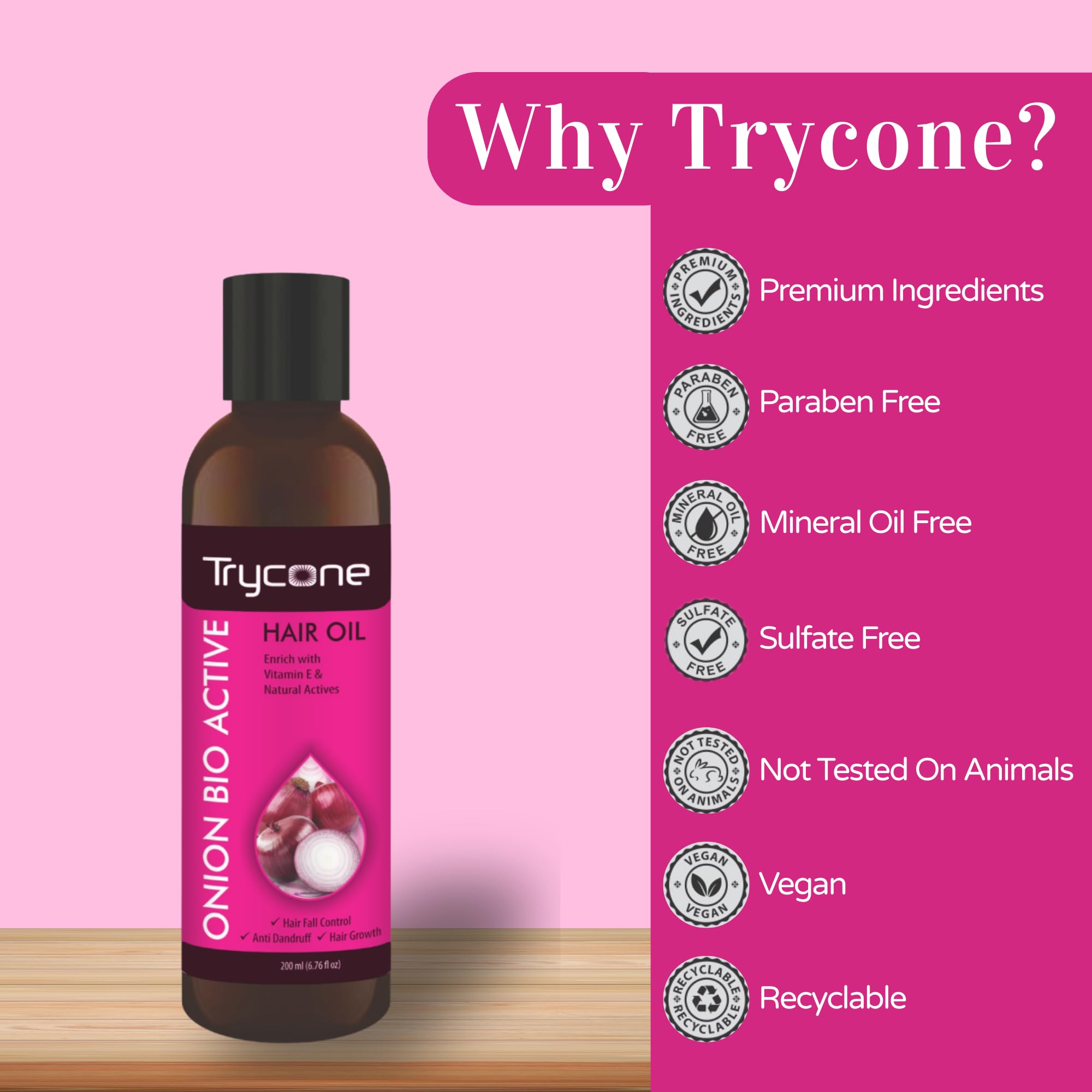 Trycone Natural Onion Hair Grow Oil for Men & Women - Anti Hairfall, Hair Growth & Scalp Nourishment with Red Onion & Natural Actives - No Side Effects, 200 ml 3