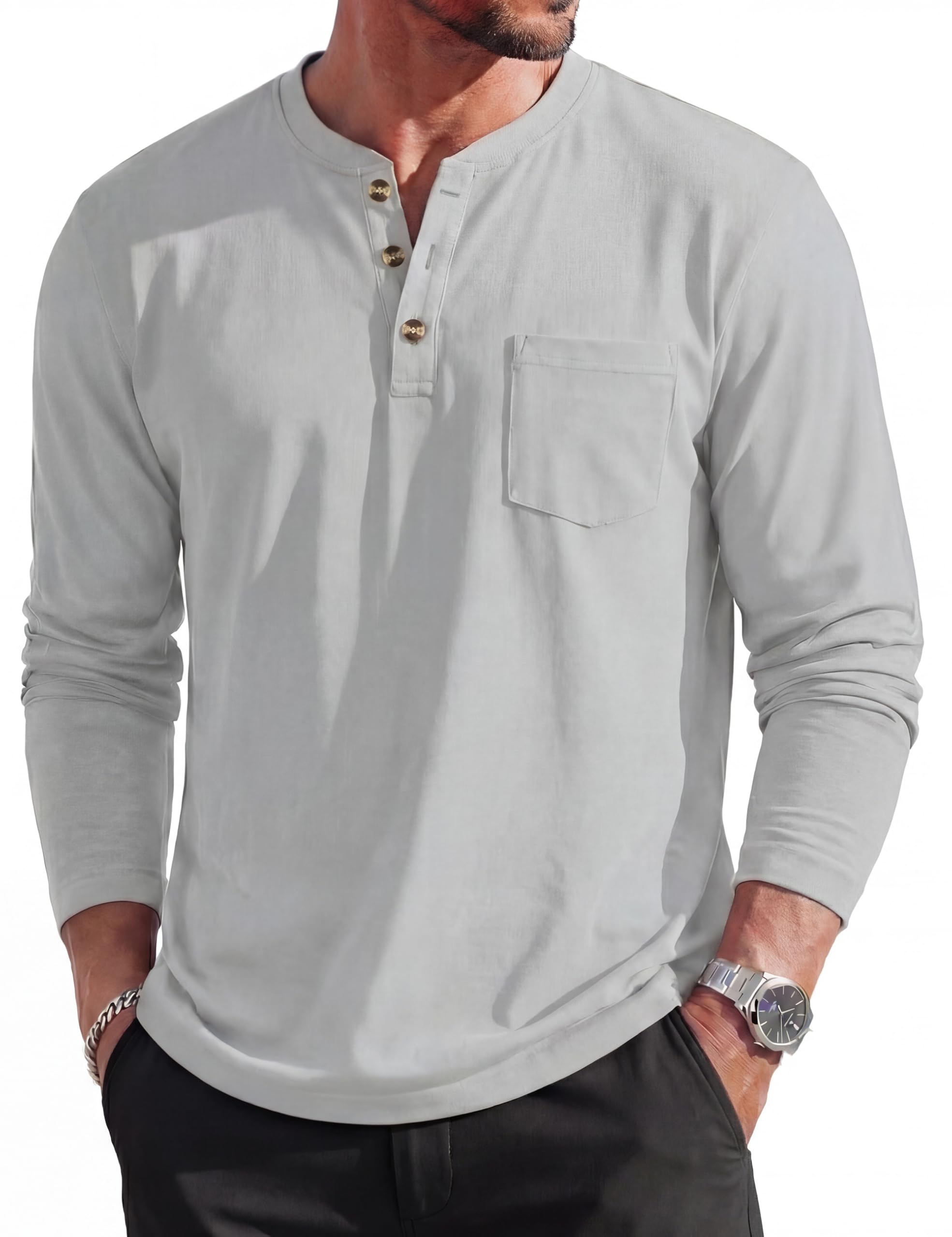 MAGCOMSEN Men's Henley Long Sleeve