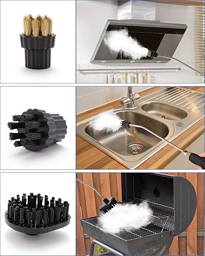 Miniatura 5 de Limpiador de vapor de mano, limpiador de vapor de alta presión de 2500 W con 3 cabezales de cepillo, toalla, limpiadores de vapor de esponja para