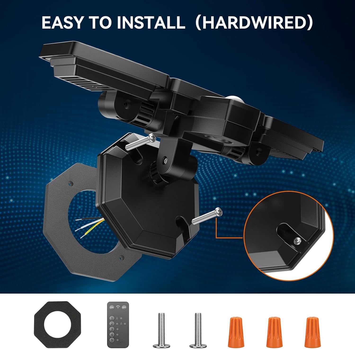 Luces de inundación de 60 W, 6000 lm, luz LED de inundación controlada por interruptor para exteriores, IP65, impermeable, con 3 cabezales ajustables