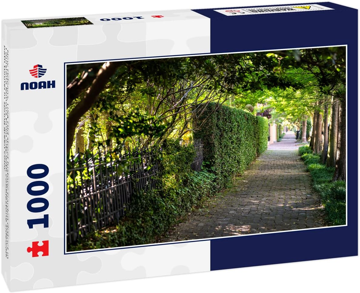 Noah Jigsaw Puzzle New Orleans, USA Old Street Historic Garden District in Louisiana Famous Town City with Cobblestone Sidewalk Path Tunnel in Spring Green Color 1000 Pieces