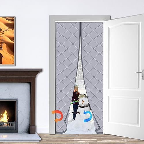 TTZ Cortina magnética para puerta con aislamiento térmico, tela Oxford mejorada y relleno de fibra de poliéster grueso, se adapta a tamaños de