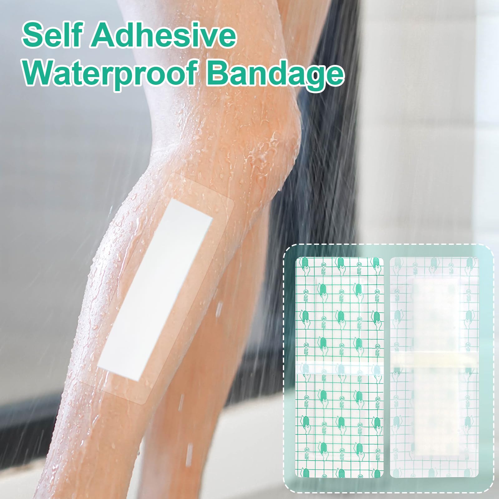 30 Unidades Apositos Adhesivos Grandes, Aposito Impermeable Transpirable, Parches Cicatrizantes PU, Vendaje Transparente Impermeable 10 x 25 cm, Adecuado para natación, ducha y protección de la piel