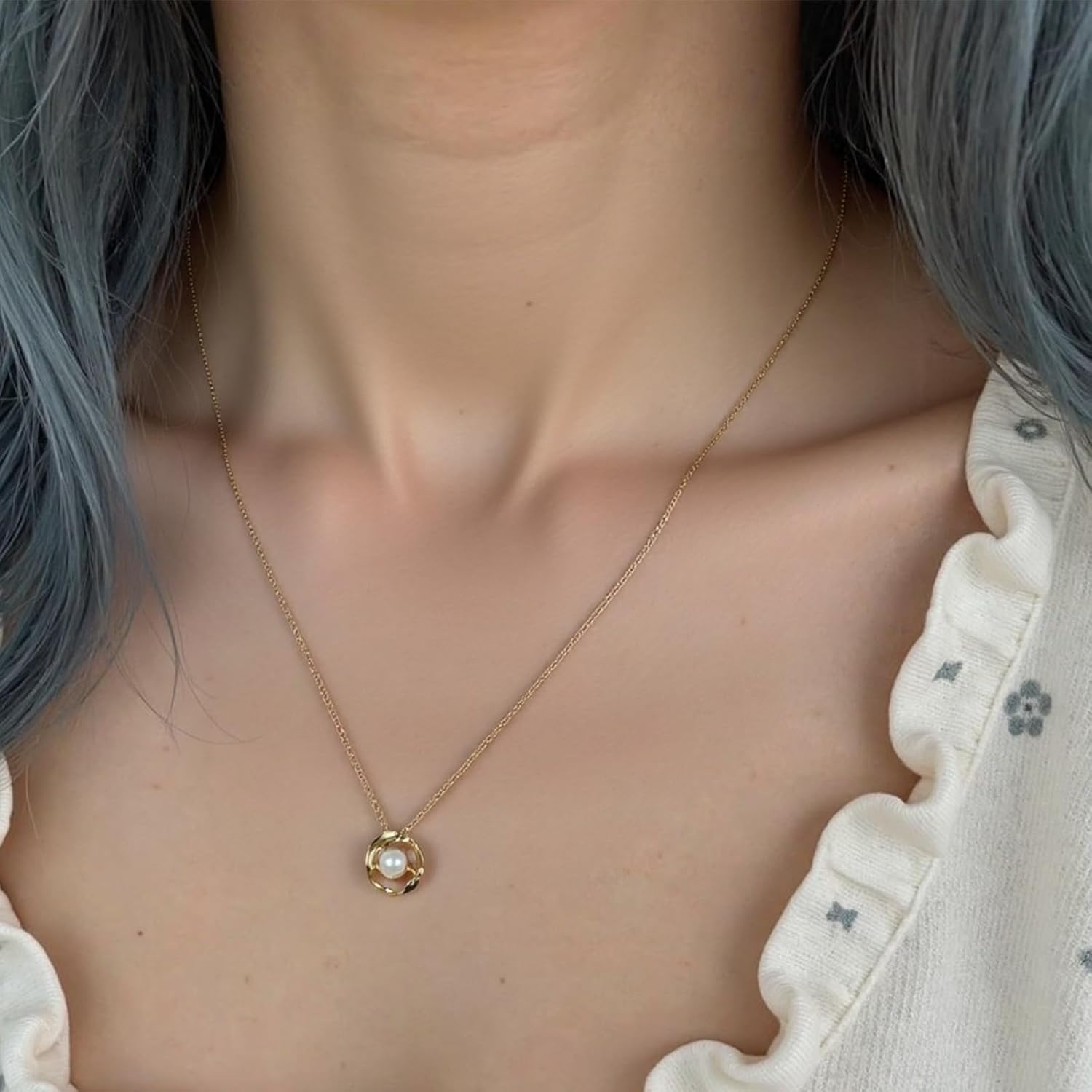 Pearl Necklaces for Women,Charm Choker Necklaces with Natural Freshwater Cultured Pearls,Dainty Pendants Necklaces Daily Wear or Fashion Gift for Women,Valentine's Day gift - Image 4