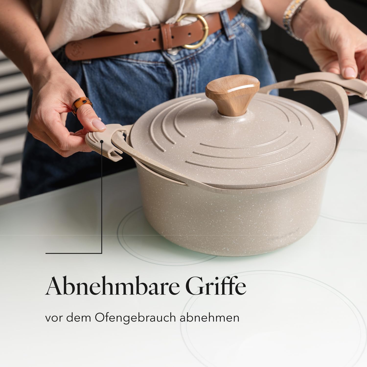 FLORINA Aluminiumtopf OSLO 4,3 l 24 cm Durchmesser I Keramische Antihaftbeschichtung I Ergonomischer Softgrip-Griff I Hitzebeständig | Topf geeignet für Induktions-, Gas- und Elektrokochfelder
