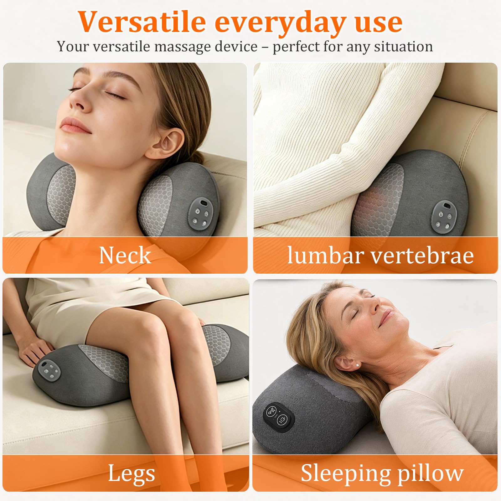 Cuscino elettrico di massaggio lombare 3 in 1, massaggiatore posteriore con massaggio di vibrazione