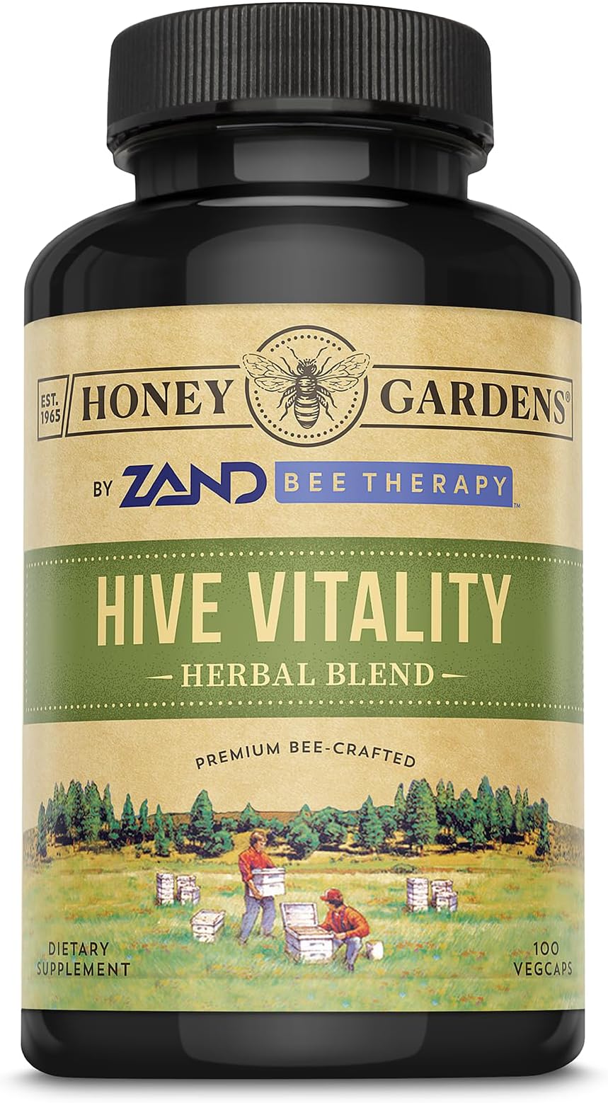 Honey Gardens ZAND Bee Therapy Hive Vitality - Herbal Blend with Bee Pollen & Royal Jelly for Apitherapy Wellness Support - Premium GMP Quality - 100 Servings, 100 Capsules