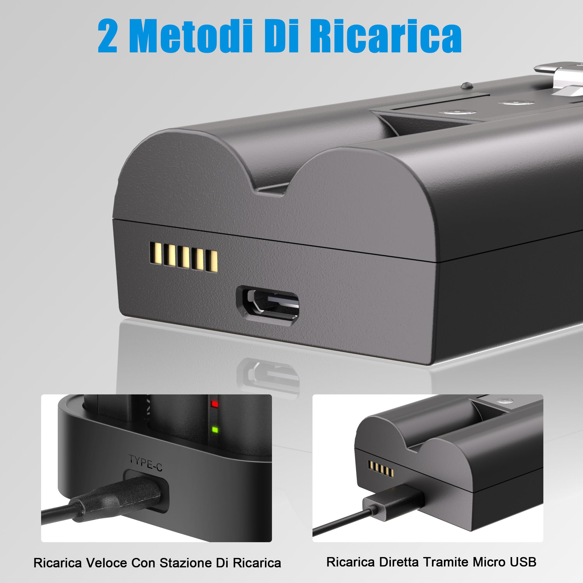 JYJZPB 4 Batterie Sostitutive per Ring Doorbell, Batterie Ricaricabili per Telecamera da 7200mAh Con Stazione di Ricarica Compatibili per Ring Video Doorbell 2/3/3 Plus/4, Spotlight Cam, Stick Up Cam