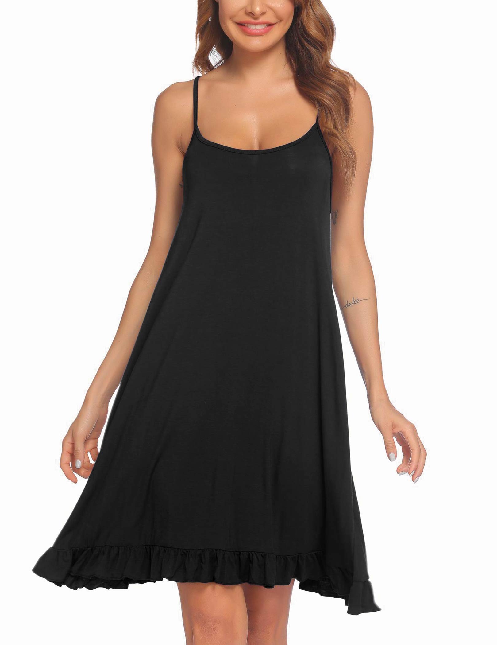 Nightgown for Women Sleeveless Sexy Nightdress Loose Nightshirt Spaghetti Strap Short Chemise Pajama Dress S-XXL