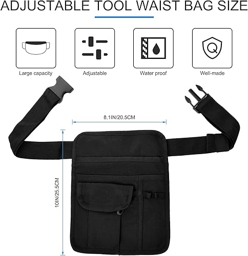 Miniatura 4 de Delantal de servidor de restaurante para camarero para camarera, cinturón de utilidad, riñonera, organizador de bolsillo para libro de visitas,