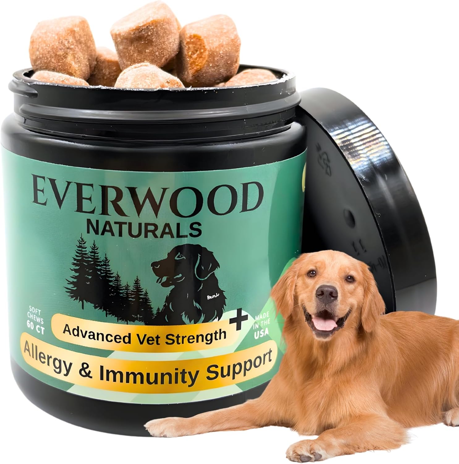 Premium Allergy & Immunity Support Soft Chews for Dogs – Colostrum, Plasma Proteins, Yeast & Vitamins C & E – Dog Immunity & Allergy Supplement – 60 Soft Chews