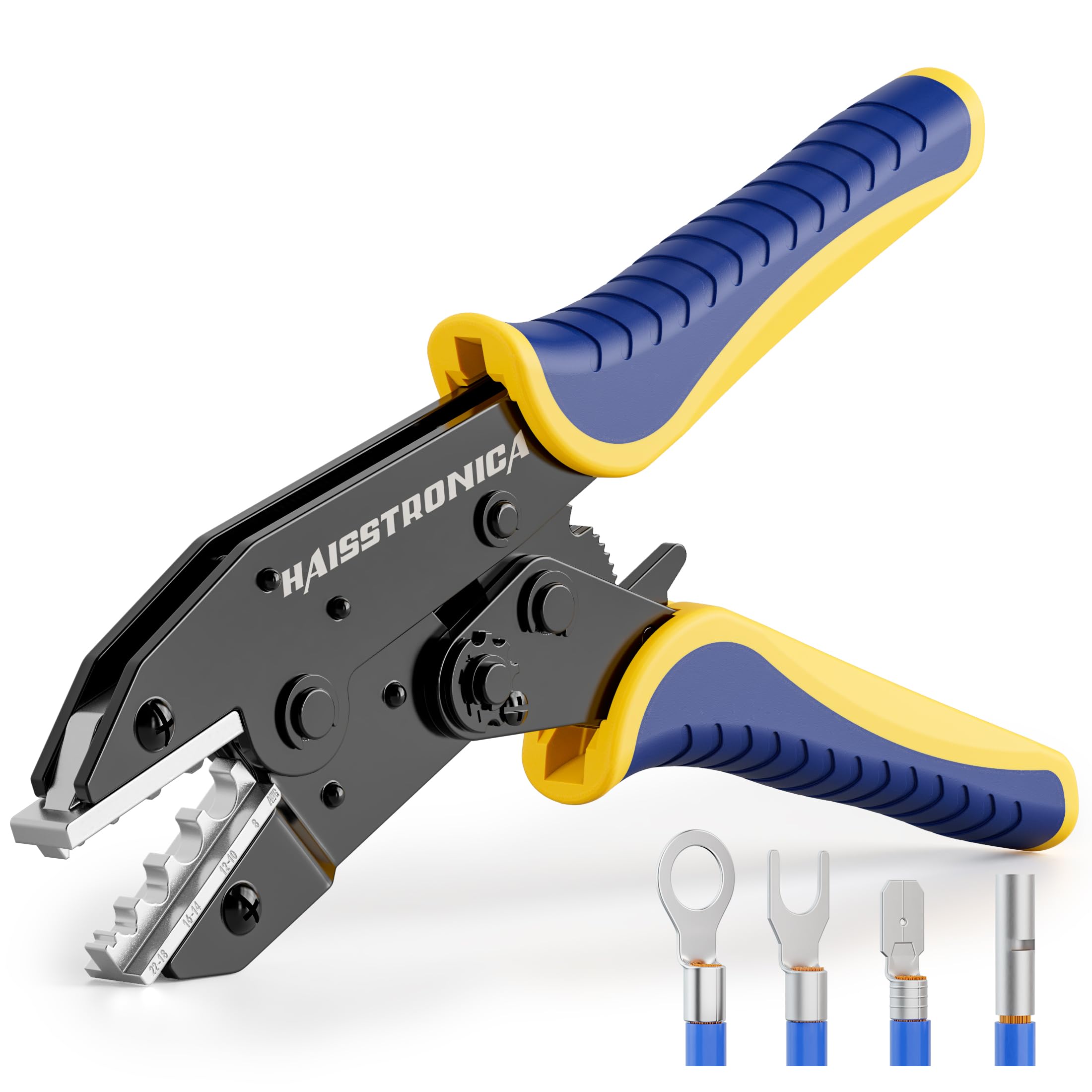 haisstronica Crimping Tool for Non-Insulated Terminal,AWG 22-8 Ratchet Wire Crimper Tool,Wire Terminal Crimper HS-7327