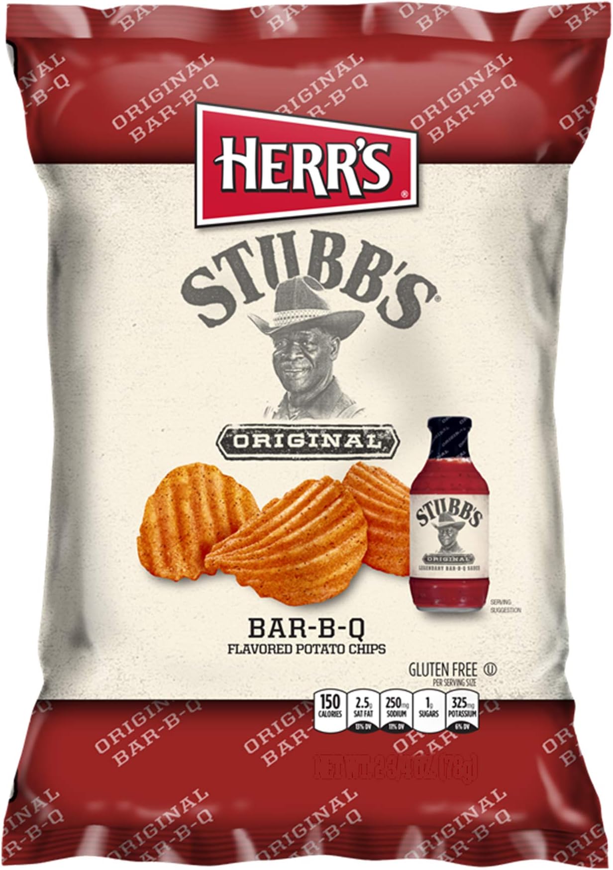 Herr's Stubb's Original Bar-b-q Flavored Potato Chips, 184.3 gm