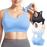 Support Sports Bras for Women: 3 Pack Adjustable Racerback Padded Full Coverage Bra for Gym Workout - for Large Bust