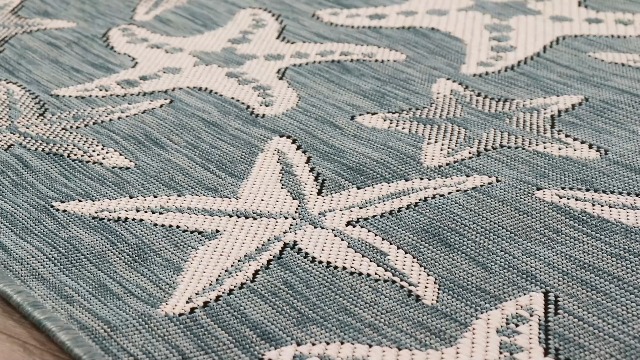 Liora Manne Indoor/Outdoor Rug, 4'10" x 7'6", Starfish Aqua