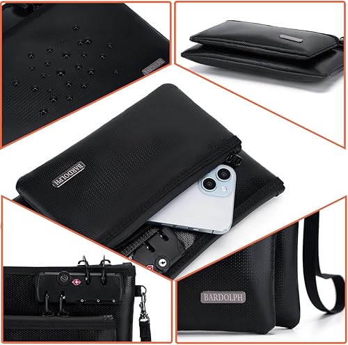 Miniatura 6 de Bolsa de dinero ignífuga con cerradura, bolsa de dinero de doble capa para efectivo, bolsa de almacenamiento valiosa, caja fuerte ignífuga con