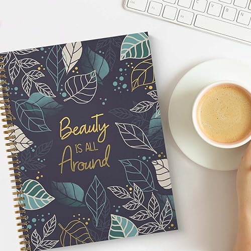Miniatura 4 de Beauty Is All Around - Cuaderno de espiral, diario de 8.5 x 11 pulgadas, 120 páginas de diario de cuadrícula de puntos, tapa blanda laminada