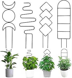4 Pcs Metal Trellis for Potted Plants,Black Trellis for Climbing Plants Indoor,Small Trellis for Potted Plants 15.8" Iron Climbing Plant Support Vine Stem Plant Trellis