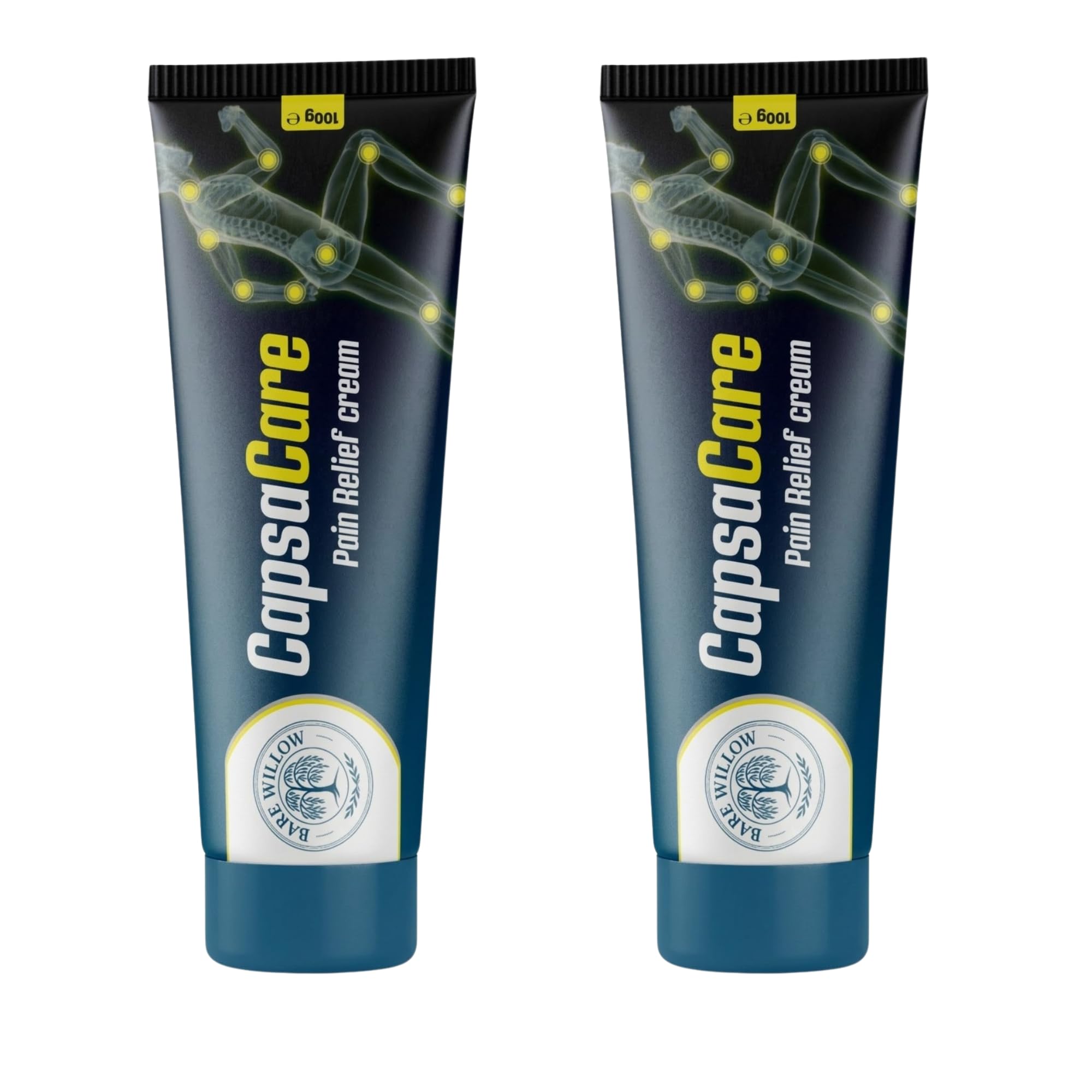 CapsaCare Cream with Capsaicin 0.125% & Magnesium, NeuroSoothe Blend with Arnica, Glucosamine, Menthol & Aloe, Fragrance Free, Non Greasy, Hydrating Topical Skin Cream for Men and Women, 100g (2 Pack)