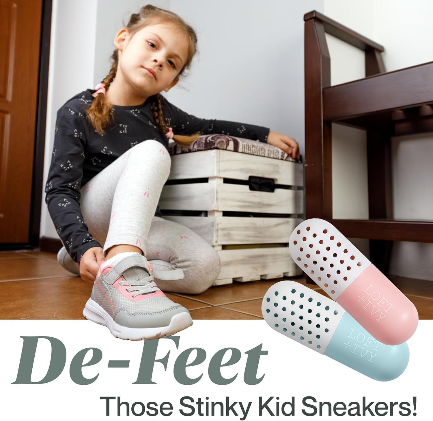 LOFT + IVY Shoe Deodorizer Balls – Ocean Fresh Scented Odor Eaters for Shoes, Gym Bags, Cars & Lockers – Compact Reusable Shoe Smell Remover Freshener Inserts – Long Lasting 4-Pack Sneaker Pills