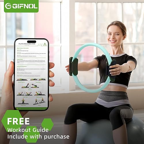 Miniatura 4 de Juego de anillos y pelotas de pilates con bandas de resistencia, equipo de pilates para entrenamiento en casa, anillos de pilates de 14 y 12