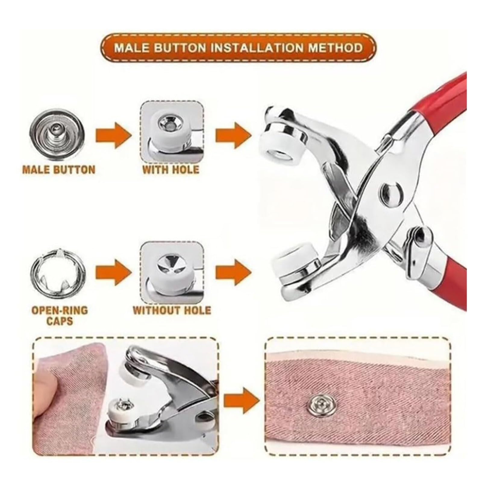 Metall Druckknöpfe Kit - 100 Druck-Druckknöpfe mit Zange zum Nähen und Basteln