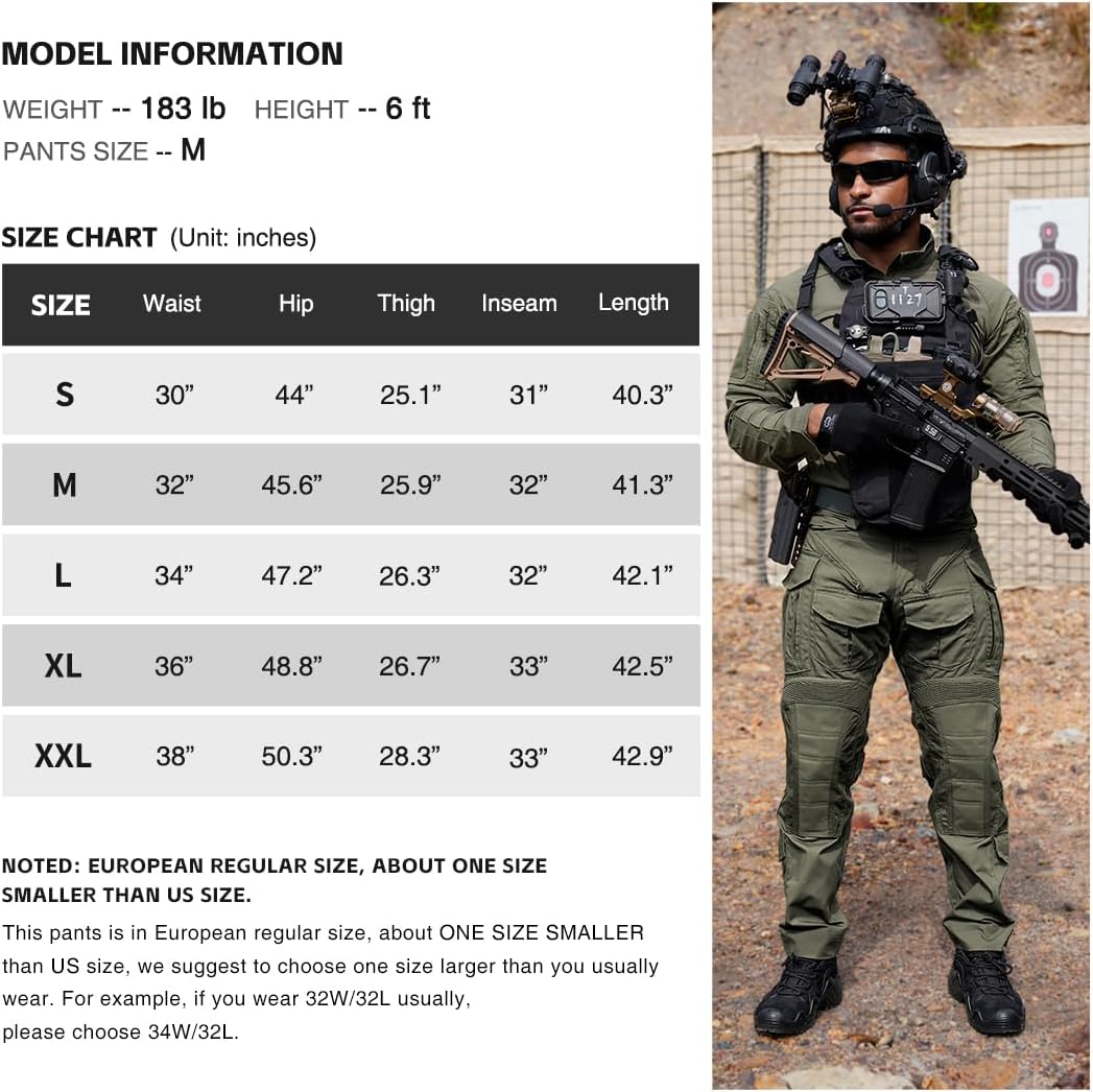 G5 Combat Pants Men's Tactical Trousers with Hidden Knee Pad Camo Tactical Gear for Airsoft Hunting Paintball
