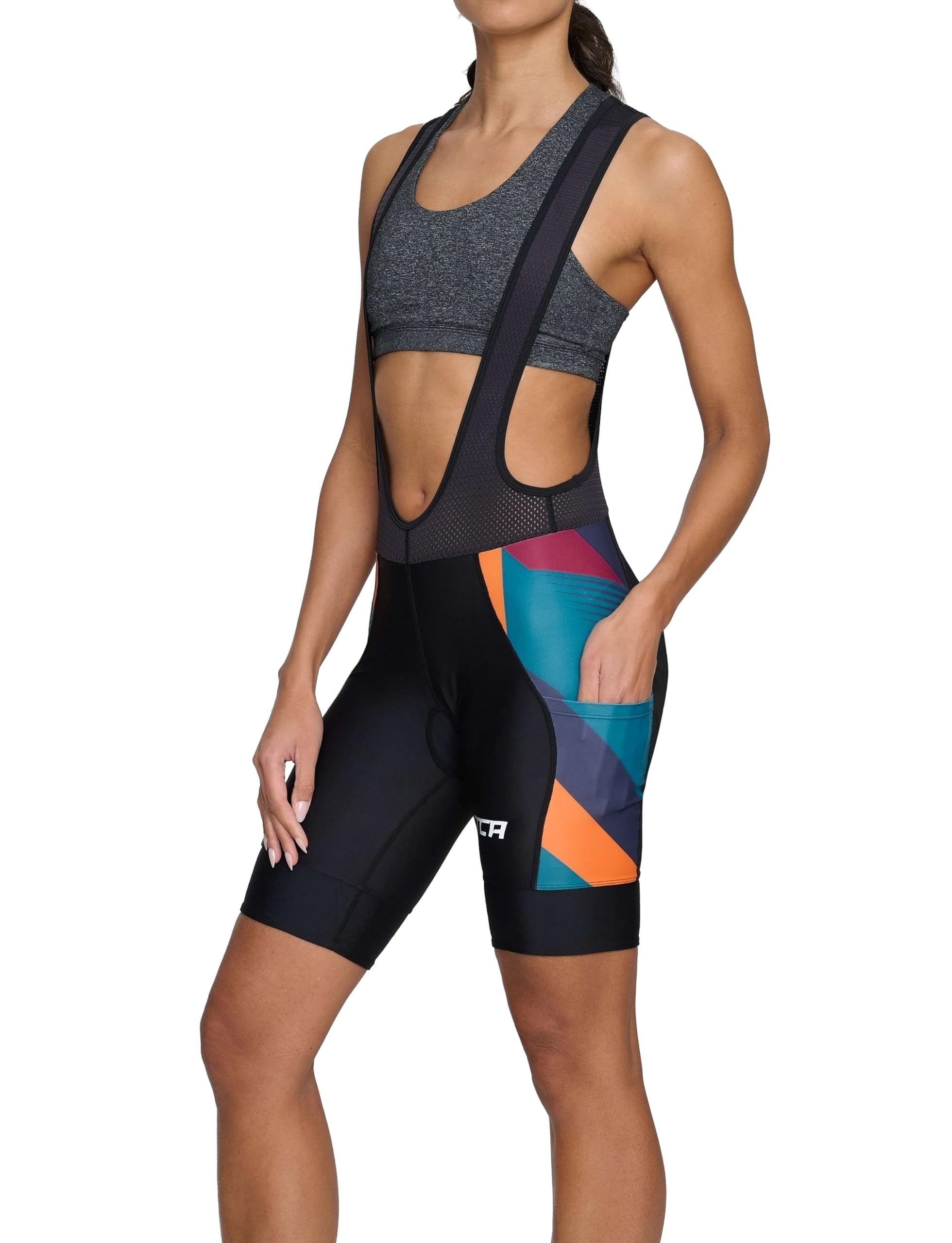 TCA Cuissard Vélo À Bretelles Femme Rembourré – Cuissard Cyclisme avec Poches Latérales – Tissu Séchage Rapide Route, Gravel & VTT