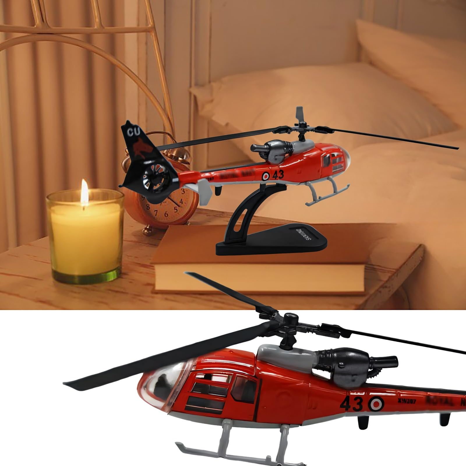 Modello elicottero SA341 in scala 1:100 collezione in lega Pale rotanti, decorazione for display tavolo for adulti, regalo perfetto for gli appassionati aviazione regalo compleanno