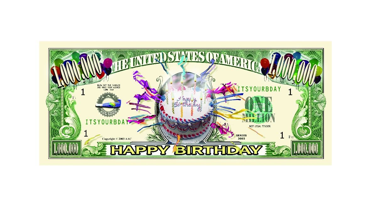Pack Of 5 Happy Birthday Million Dollar Bills - Fun Novelty Money For Gifts & Party Favors - View #6