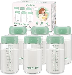 6PCS Breastmilk Storage Bottle, BPA Free Wide-Neck Spectra Bottles for Pumping, Storage Collection Baby Bottles for Fridge & Momcozy Breast Milk Cooler, Breastfeeding Bottle, 10 oz