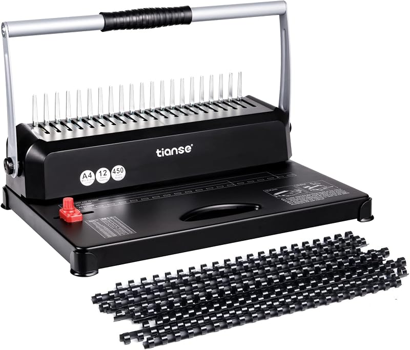 Binding Machines, 21-Holes, 450 Sheets, Comb Bind Machine Book Maker with 100 PCS 3/8'' Comb Binder Spines Starter Kit, Comb Binding Machine for Letter Size, A4, A5 or Smaller Sizes