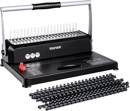 Binding Machine, TIANSE 21-Holes, 450 Sheets, Comb Binding Machine with 100 PCS 3/8'' Comb Binding Spines Starter Kit, Com...