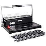 TIANSE Binding Machines, 21-Holes, 450 Sheets, Comb Bind Machine Book Maker with 100 PCS 3/8'' Comb Binder Spines Starter Kit, Comb Binding Machine for Letter Size, A4, A5 or Smaller Sizes