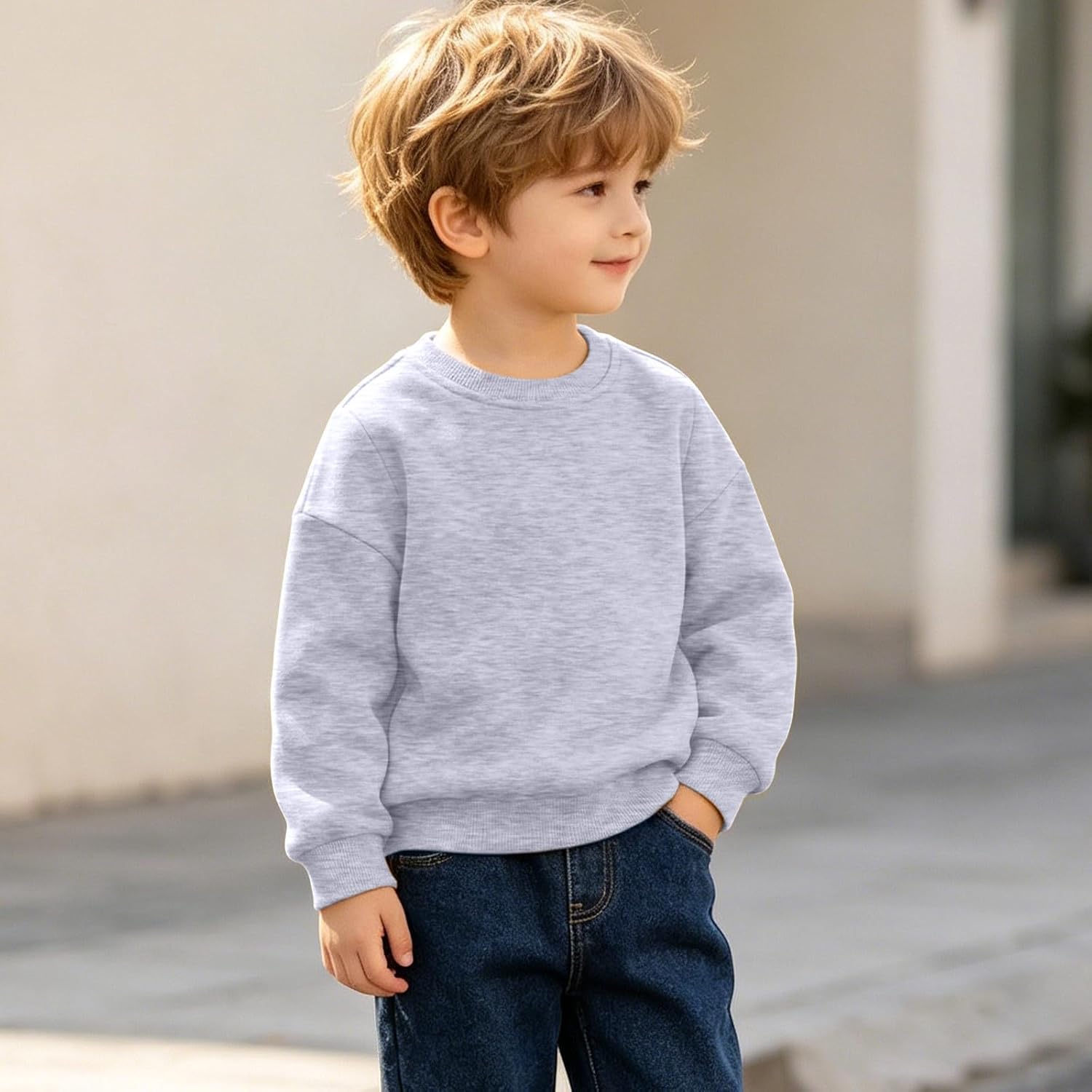 Boy's Winter Warm Sherpa Lined Crewneck Pullover Sweatshirt Fall Fleece Casual Loose Fit Fashion Sweatshirts