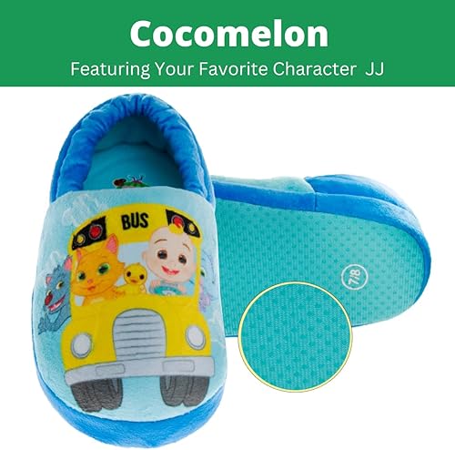 Miniatura 2 de Josmo Cocomelon Pantuflas para niños pequeños, zapatos de casa para niños y niñas, mocasines de cama de felpa cálida, zapatos de cocomelon (niños