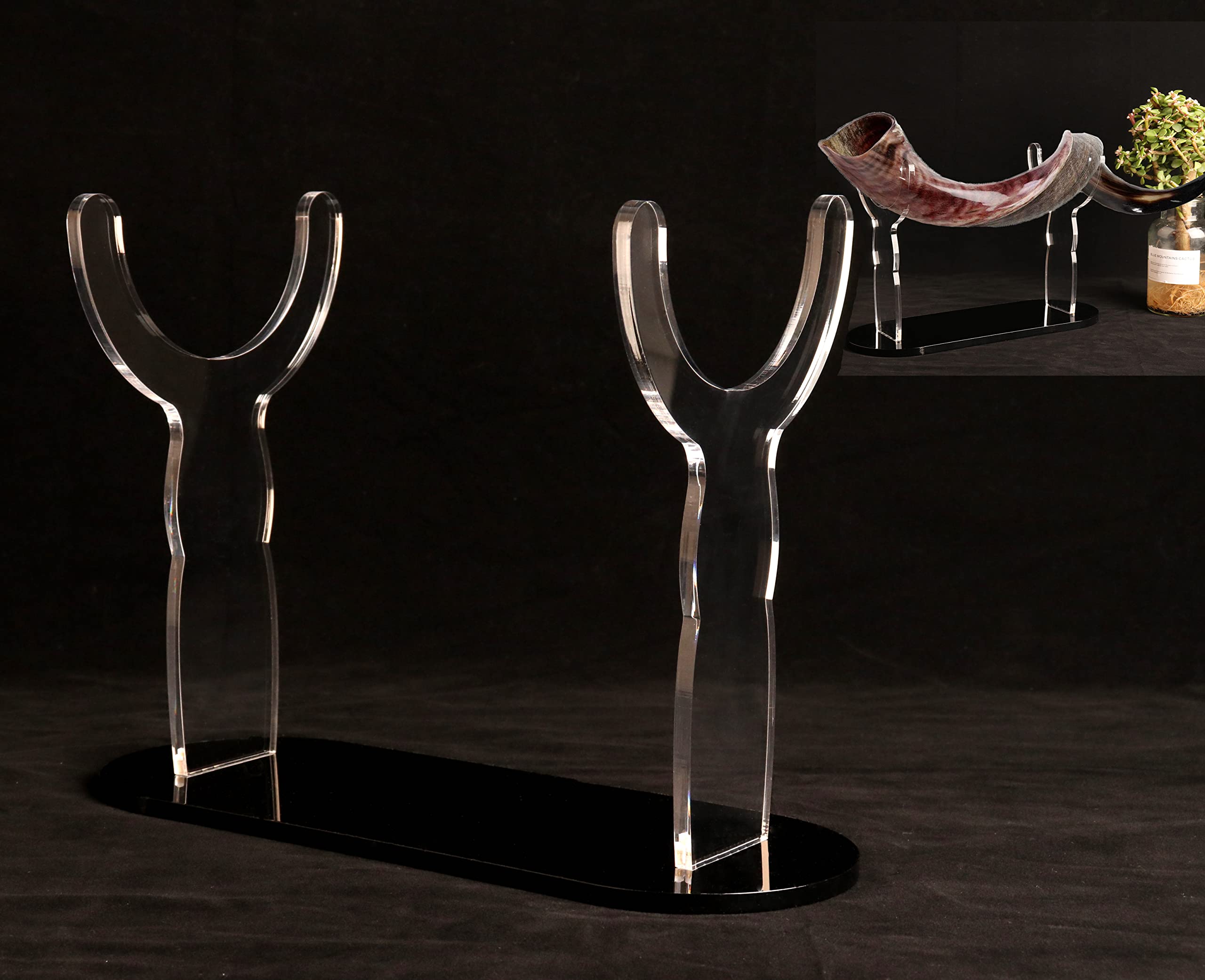Schofarständer Acryl Shofar Display Rack Israel Yemeni Transparent Schwarz