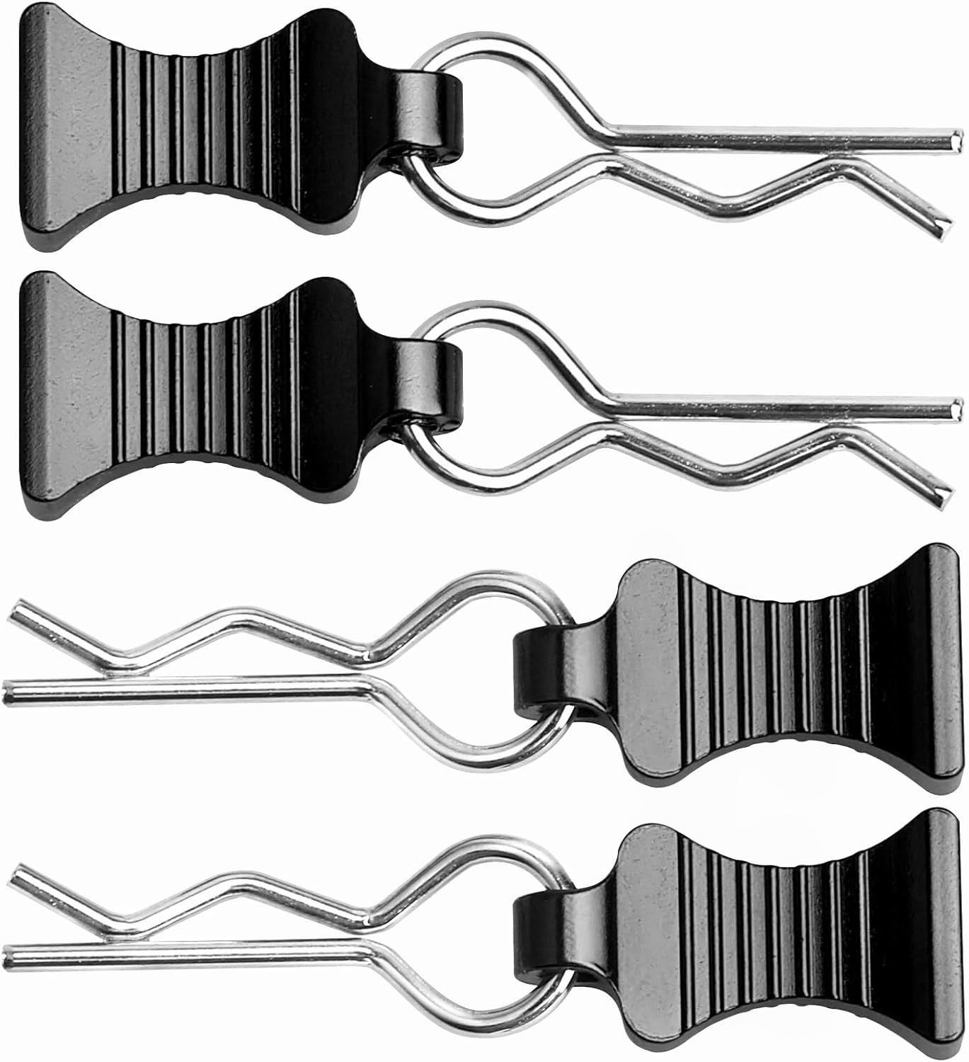 RC Car Body Clips with Pull Tab for 1/10 1/12 Scale Traxxas Axial Redcat Losi Tamiya HPI HSP RC Truck Crawler Buggy On Road Touring Racing, Set of 4 (Black)