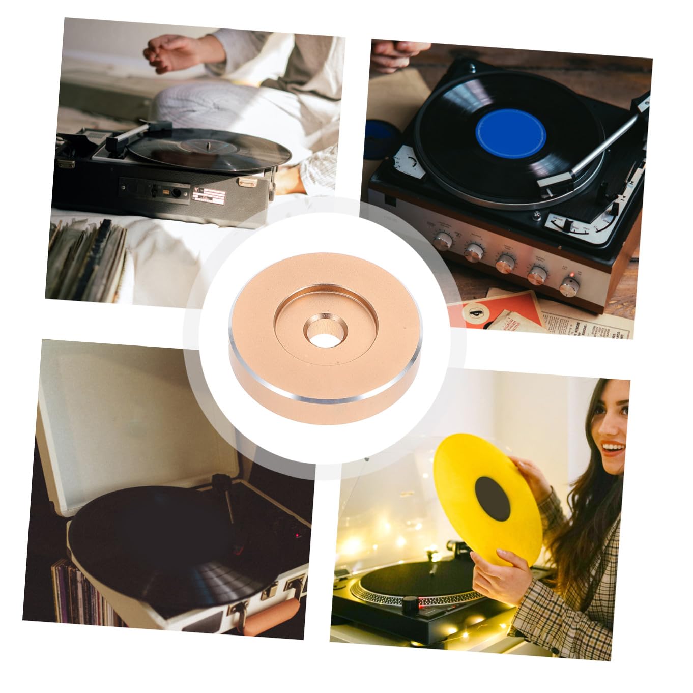 BESTonZON 5 Pezzi 45 Adattatore Convertitore 45 Giri/min Adattatore Per Giradischi Per Album Adattatore Per Vinile Da 7 Pollici 45 Adattatore Mandrino Record Disco Alluminio Metallo