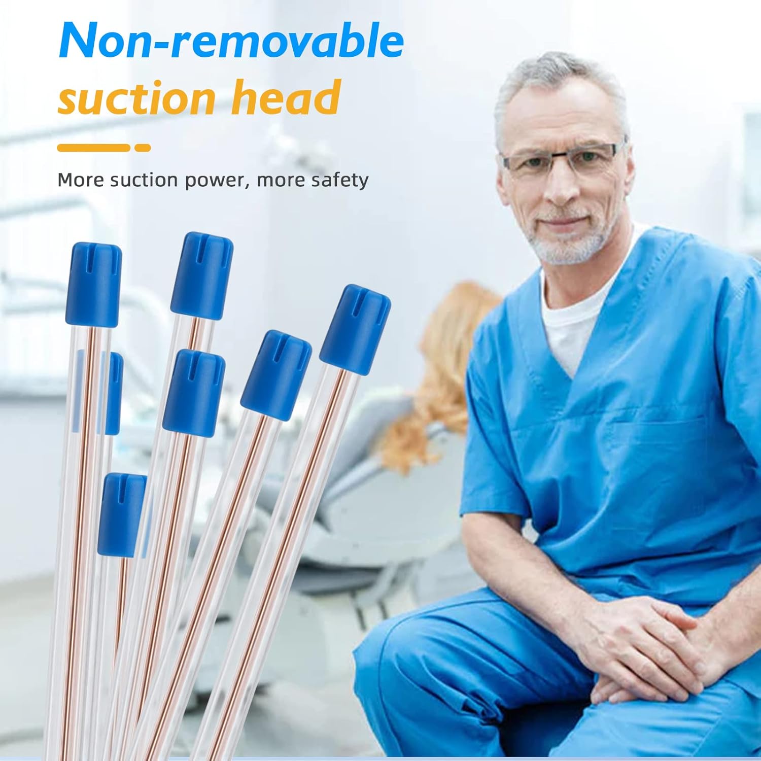 1000 pcs Dental Disposable Saliva Ejectors, Saliva Aspirator Tube & Evacuation Suction Tips Clear Body with White Tips