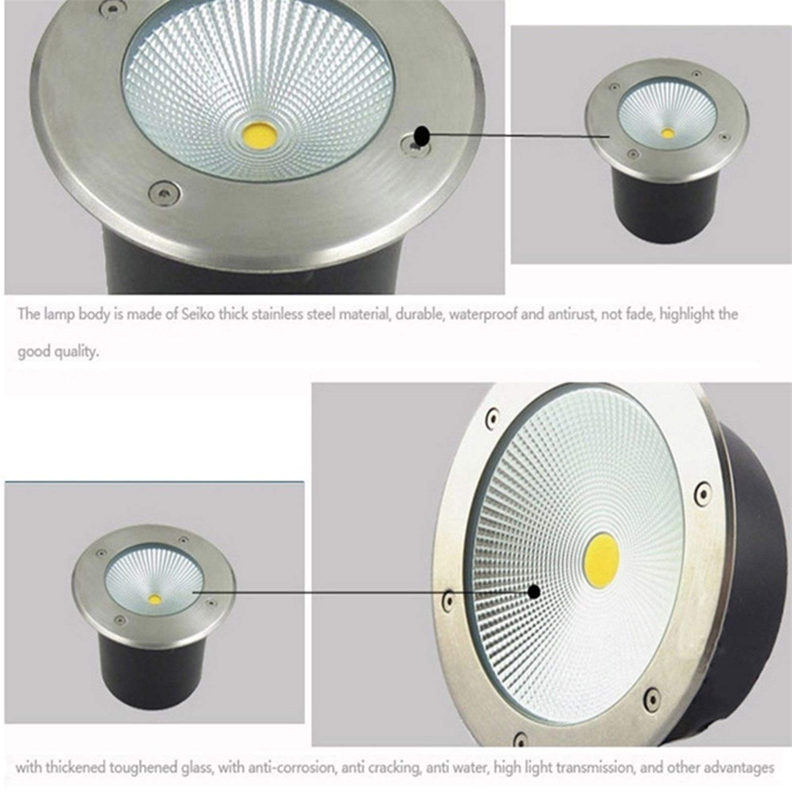 Faretti Incasso Esterni Impermeabile IP67 AC85-265V all'aperto Giardino terrazza Faretto da Incasso Luce Bianca Calda 10 Potenza (Colore : Bianco Caldo, Misurare : 30W)