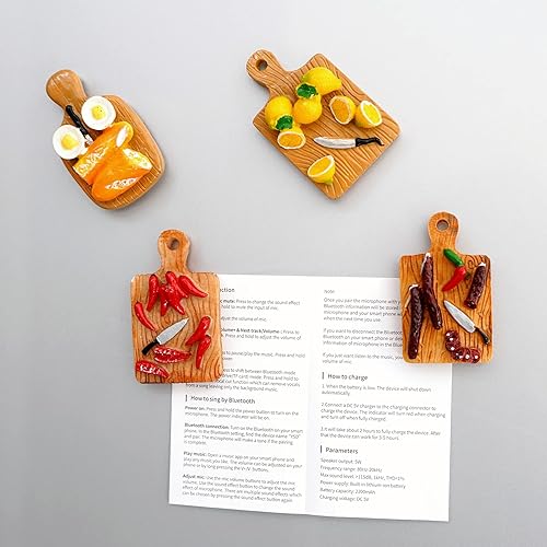 Miniatura 3 de 4 piezas de lindos imanes de refrigerador 3D en miniatura de comida  Fuerte diseño magnético de tabla de cortar para decoración de cocina y hogar,